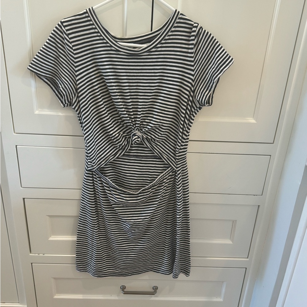 Abbeline Striped Knot Cut Out T-shirt Dress